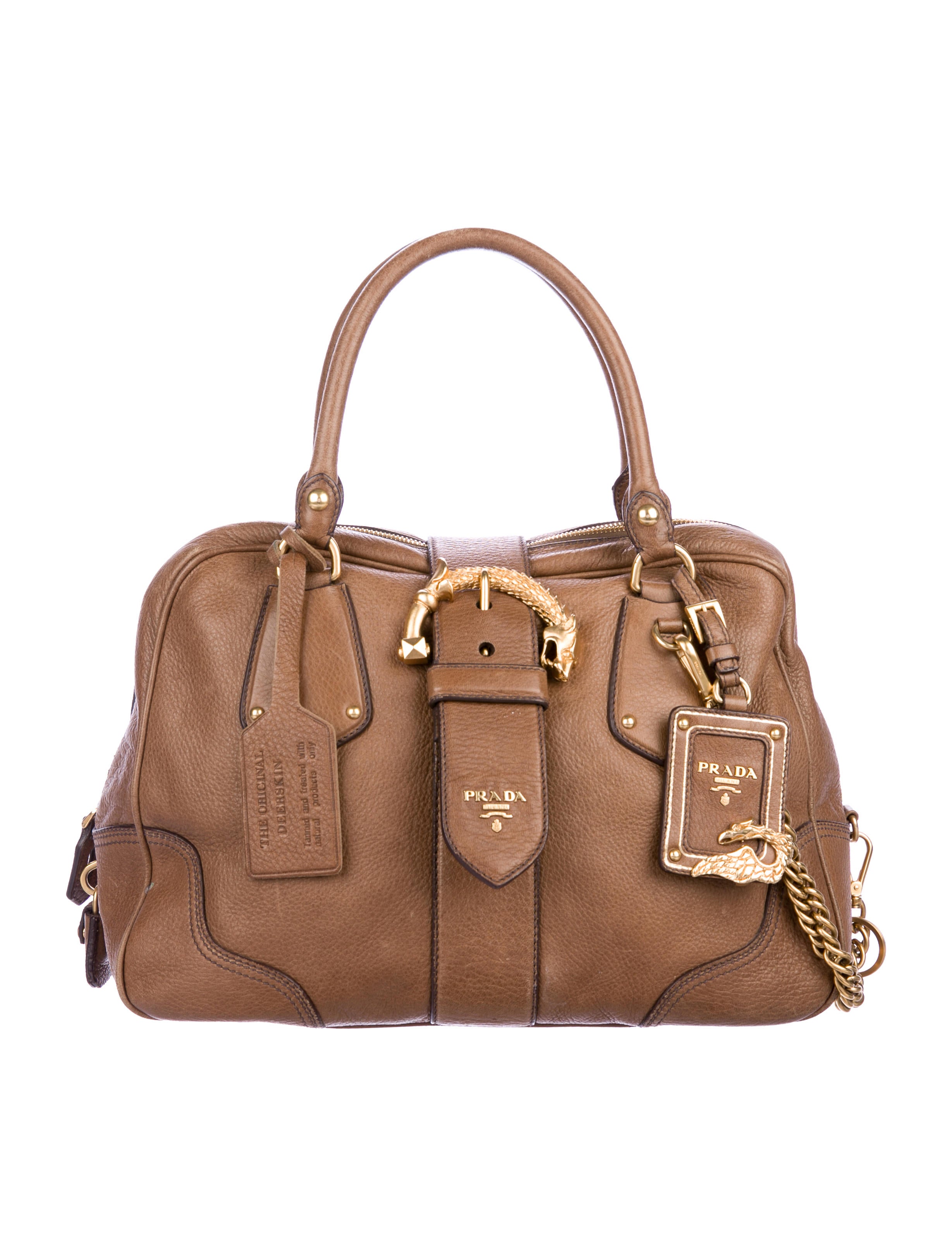 Prada Cervo Animalier Bag - Brown Satchels, Handbags - PRA238079