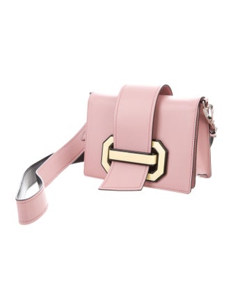 Prada 2017 City Calf Plex Ribbon Geometric Small Flap Bag