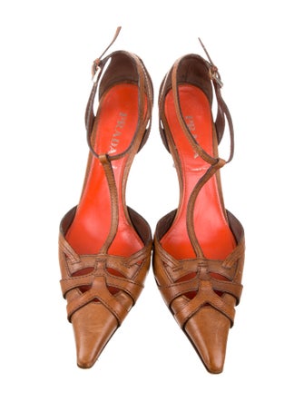 Prada Pointed-Toe T-Strap Pumps