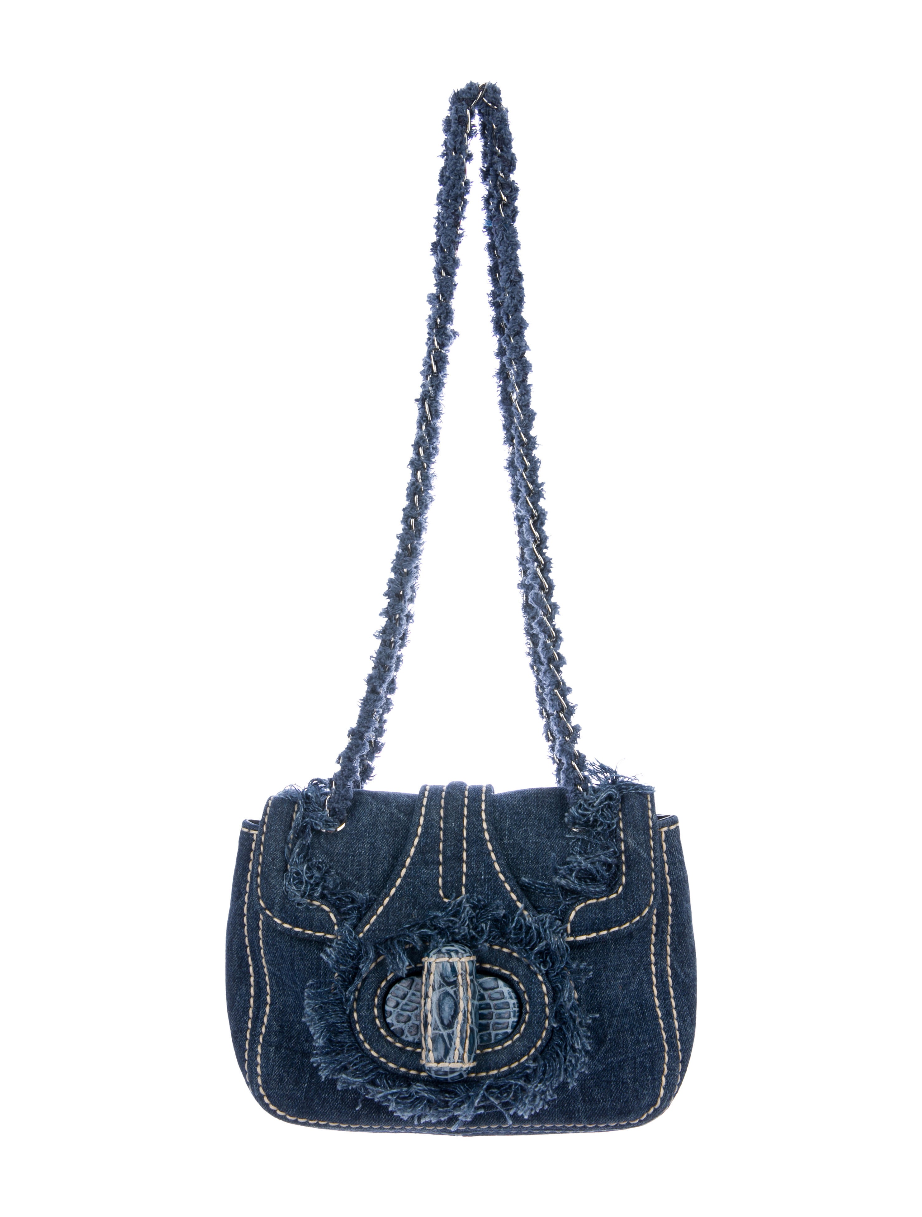 Prada Frayed Denim Crossbody Bag w/ Tags Handbags PRA287878 The