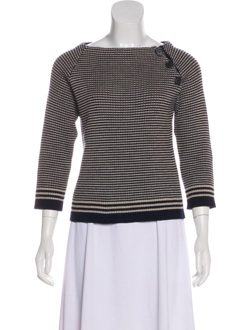 Prada Striped Knit Sweater Navy
