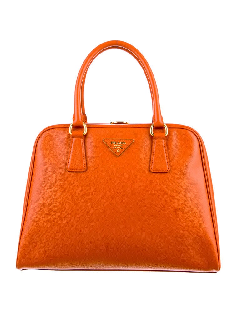 Prada Saffiano Pyramid Bag Orange Handle Bags, Handbags PRA29322 The RealReal