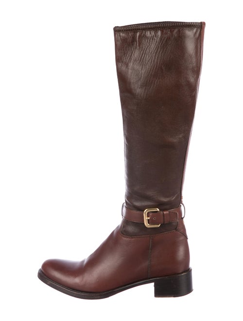 Prada Leather Knee-High Boots Brown