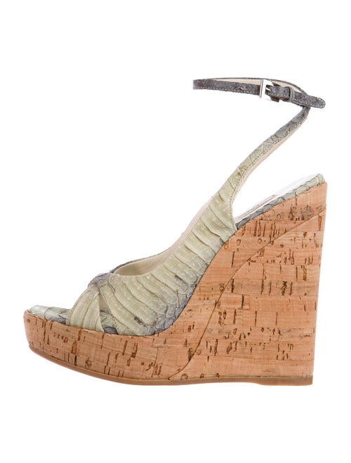 Prada Python Wedge Sandals green