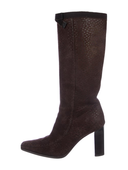 Prada Suede Knee-High Boots Brown