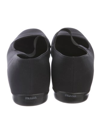 Prada Canvas Square-Toe Flats