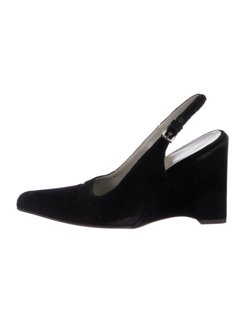 Prada Velvet Slingback Wedges Black