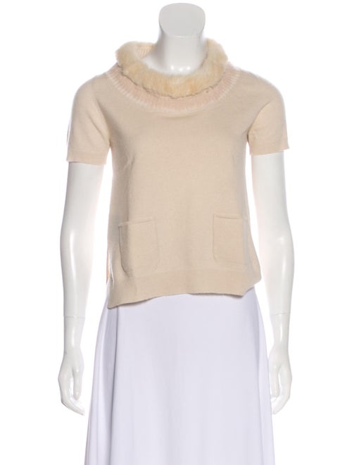 Prada Short Sleeve Cashmere Sweater Beige