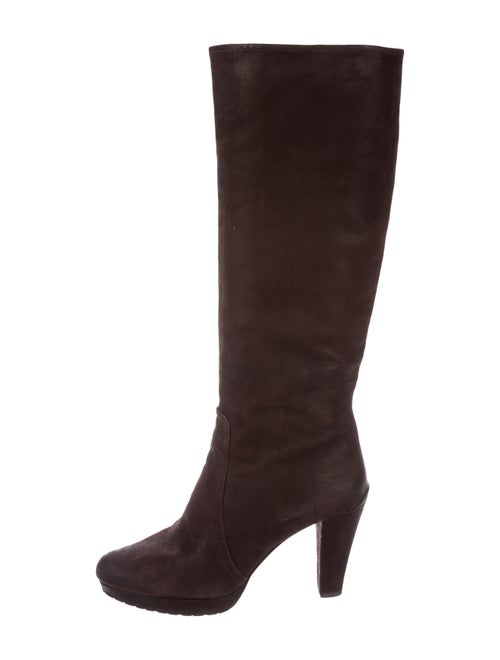 Prada Suede Knee-High Boots Brown