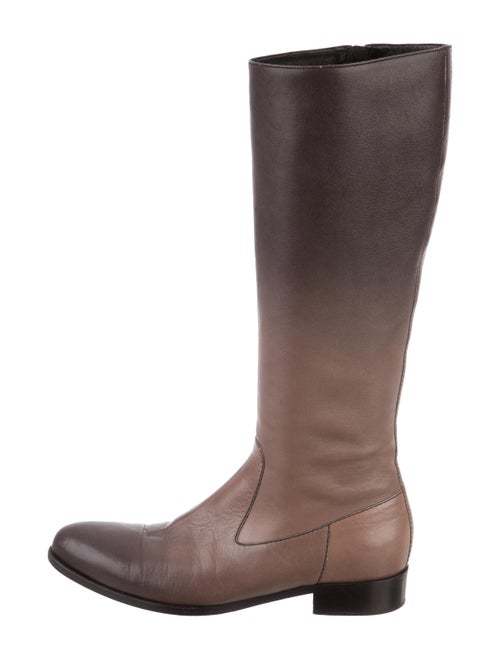 Prada Leather Knee-High Boots Brown