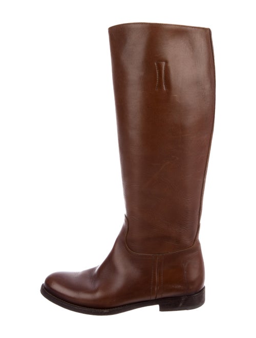 Prada Leather Knee-High Boots Brown