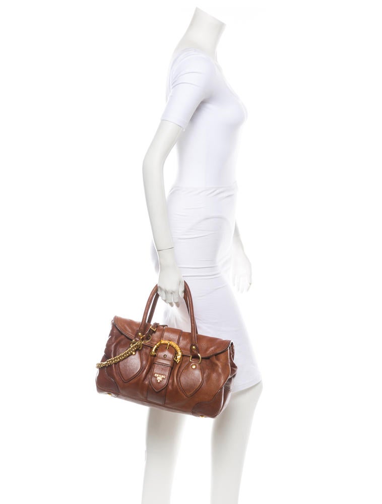 Prada Cervo Animalier Bag - Brown Handle Bags, Handbags - PRA34937