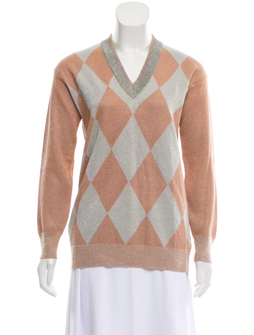 Prada Metallic Argyle Sweater Metallic