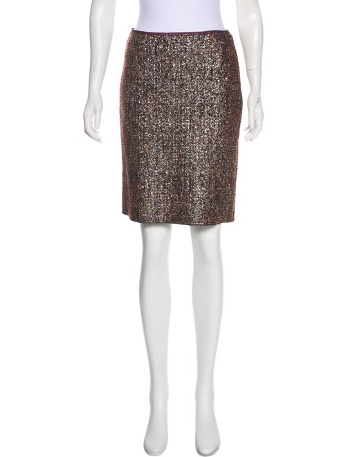 Prada Metallic Knee-Length Skirt Purple