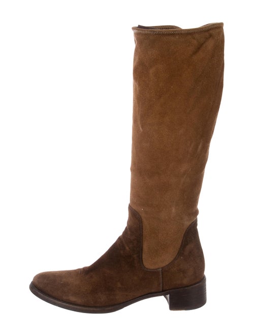 Prada Suede Knee-High Boots Brown