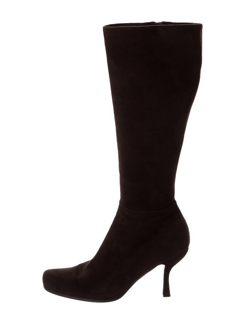 Prada Suede Knee-High Boots Brown