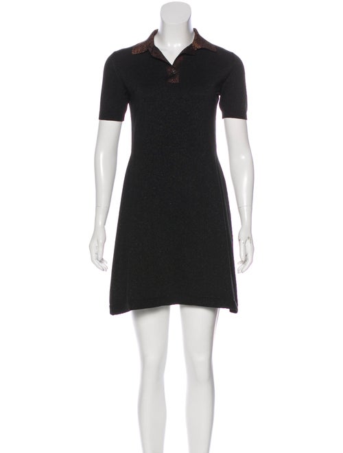 Prada Metallic Collared Dress Black