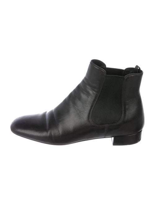 Prada Leather Square-Toe Boots Black