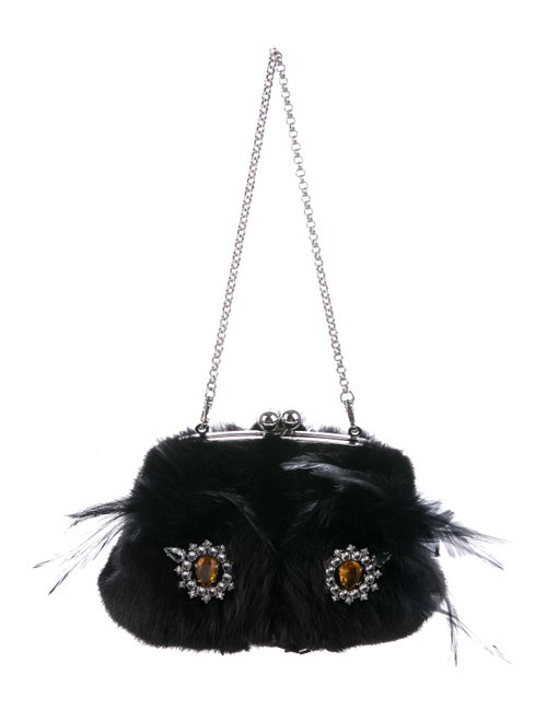 Prada Mink Embellished Cat Bag Black