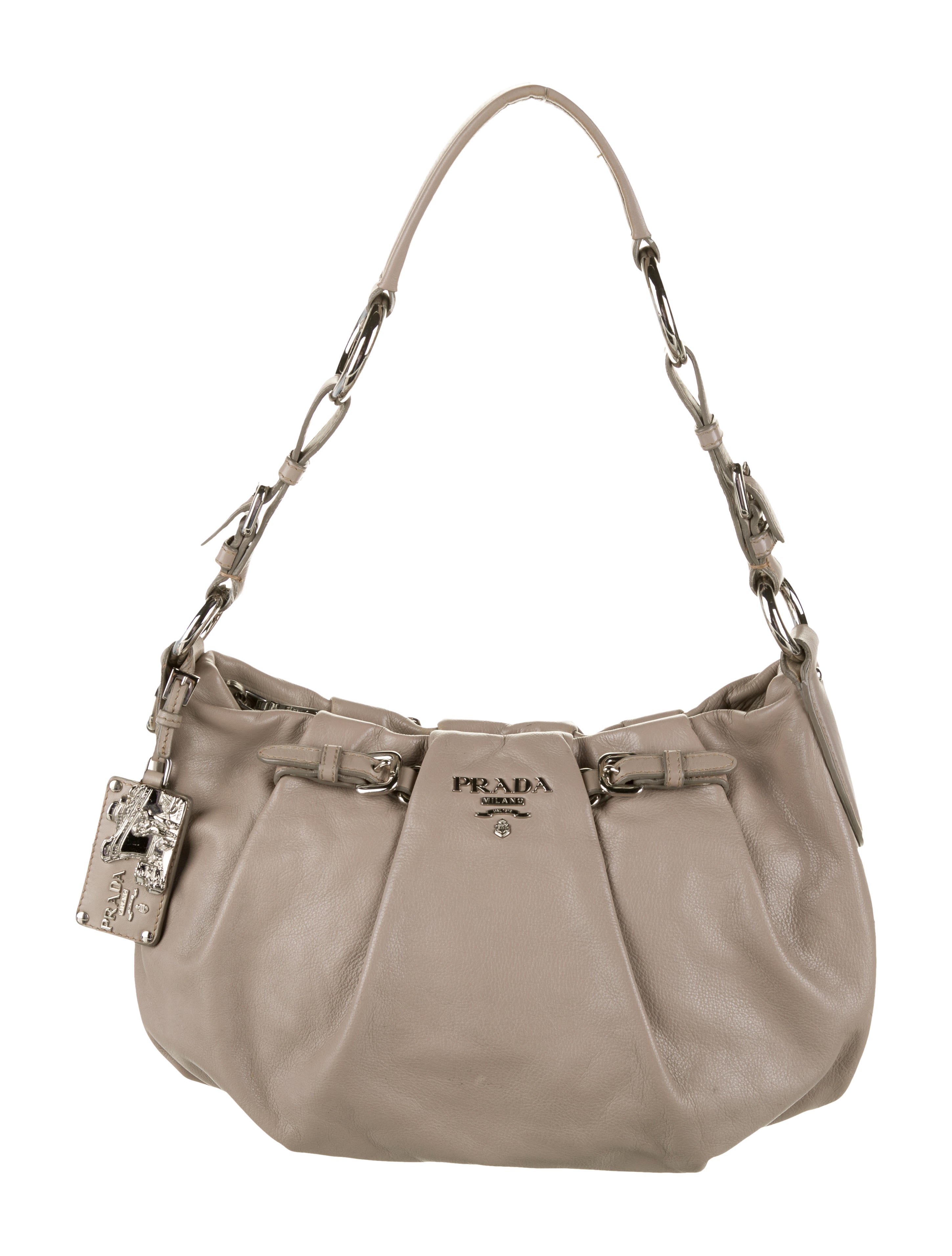Medium Leather Hobo Shoulder Bag Prada