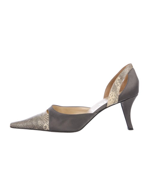 Prada Satin Cutout Pumps Grey