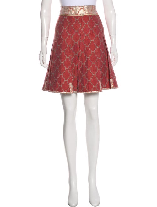 Prada Metallic-Accented Pleated Skirt gold