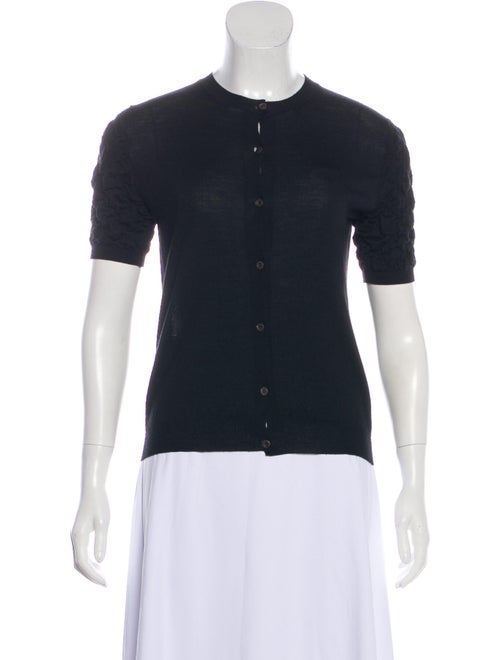 Prada Short Sleeve Wool Cardigan Black