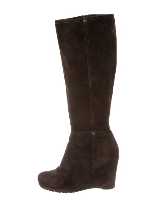Prada Suede Knee-High Boots Brown