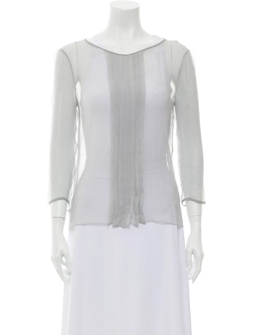 Prada Silk Scoop Neck Blouse Grey