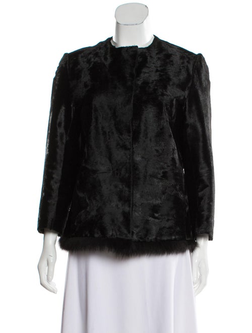 Prada Fox-Trimmed Shearling Jacket Black