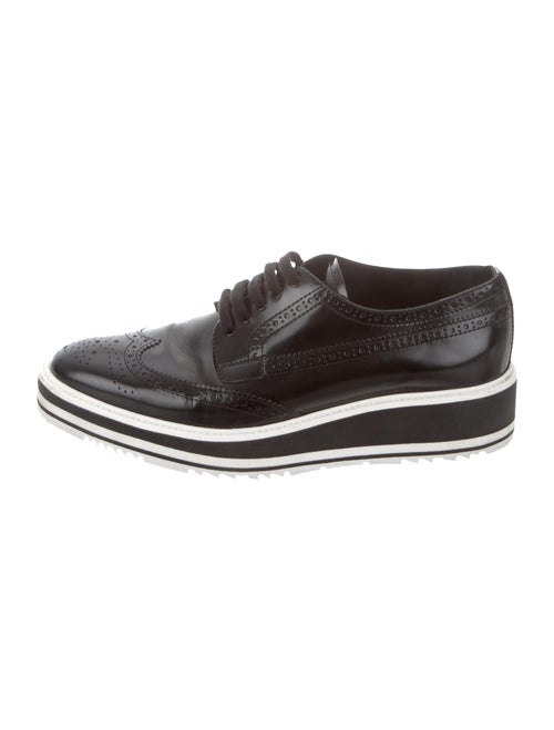 Prada Brogue Platform Leather Oxfords Black