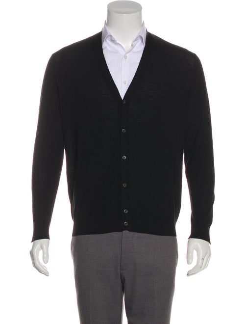 Prada Wool Rib Knit Cardigan black