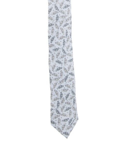 Prada Printed Silk Tie blue