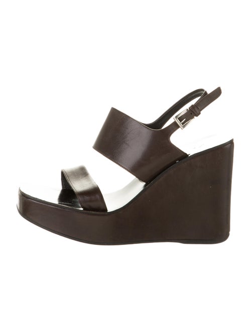 Prada Leather Wedge Sandals