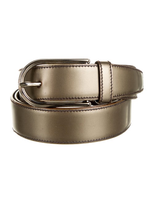 Prada Leather Metallic Belt bronze