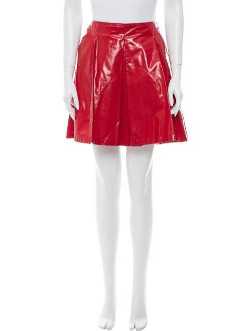 Prada Pleated Accents Mini Skirt Red