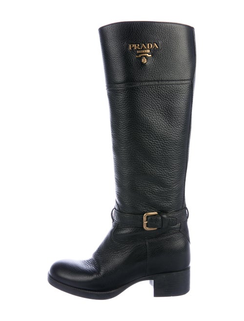 Prada Leather Knee-High Boots Black