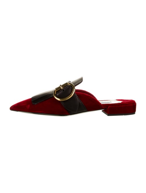 Prada Velvet Kilite Mules Red
