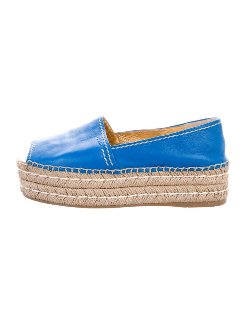 Prada Leather Flatform Espadrilles Blue
