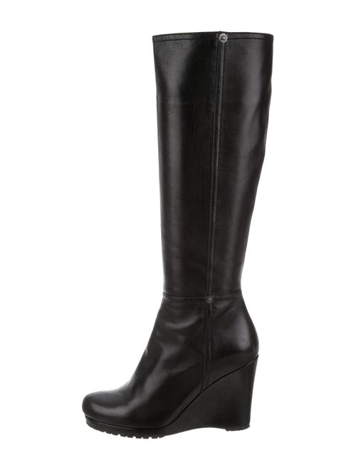 Prada Knee-High Wedge Boots Black