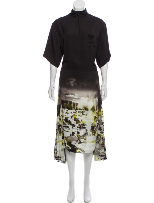 Prada Printed Maxi Dress Black