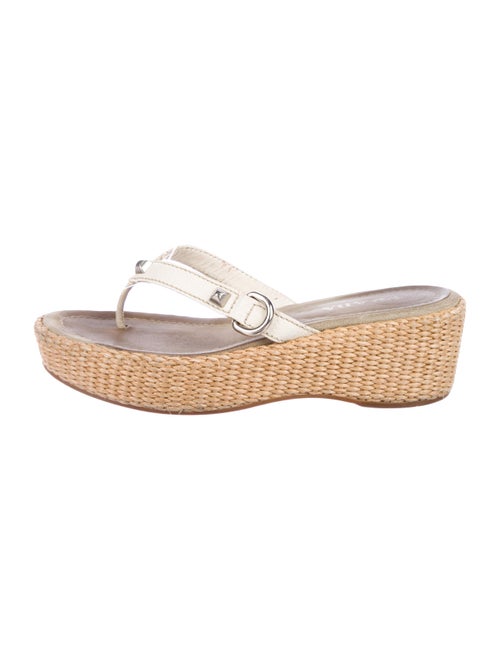 Prada Leather Thong Wedges White