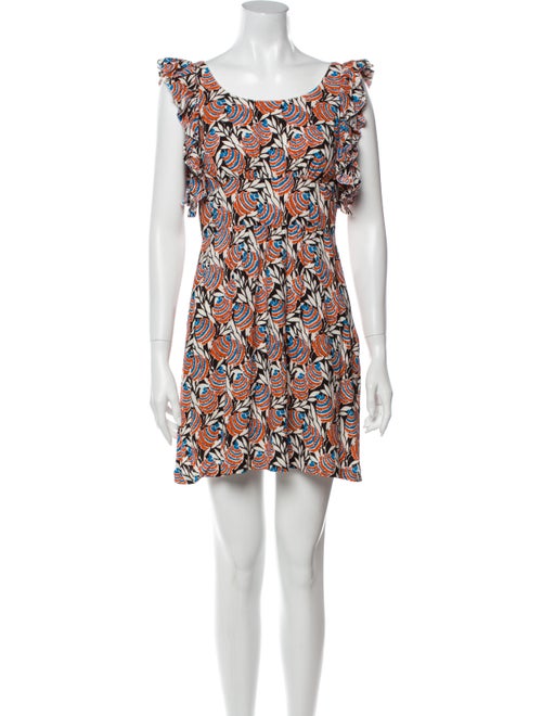 Prada Printed Ruffle-Accented Dress multicolor