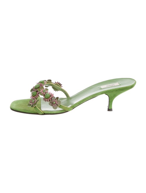 Prada Vintage Suede Slides Green