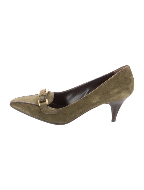 Prada Suede Loafer Pumps Olive
