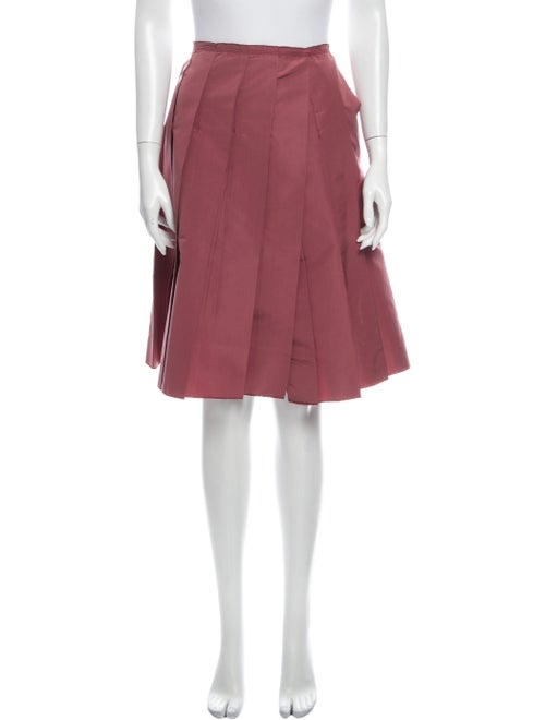 Prada Pleated Accents Knee-Length Skirt Red