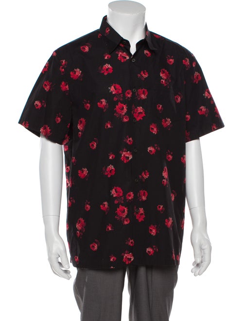 Prada Floral Button-Up Shirt black