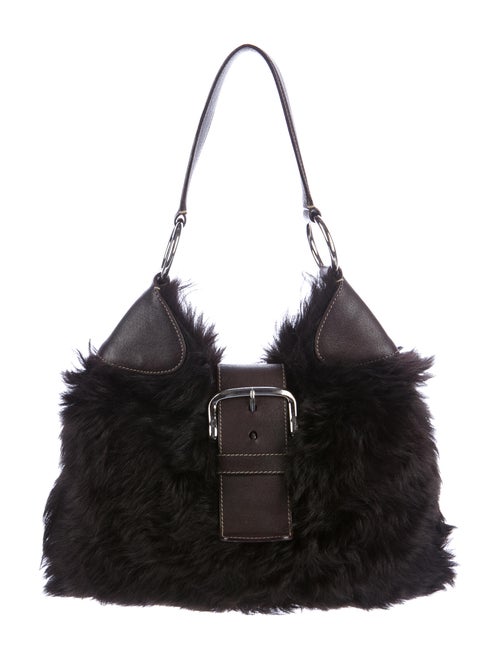 Prada Small Fur Hobo Black