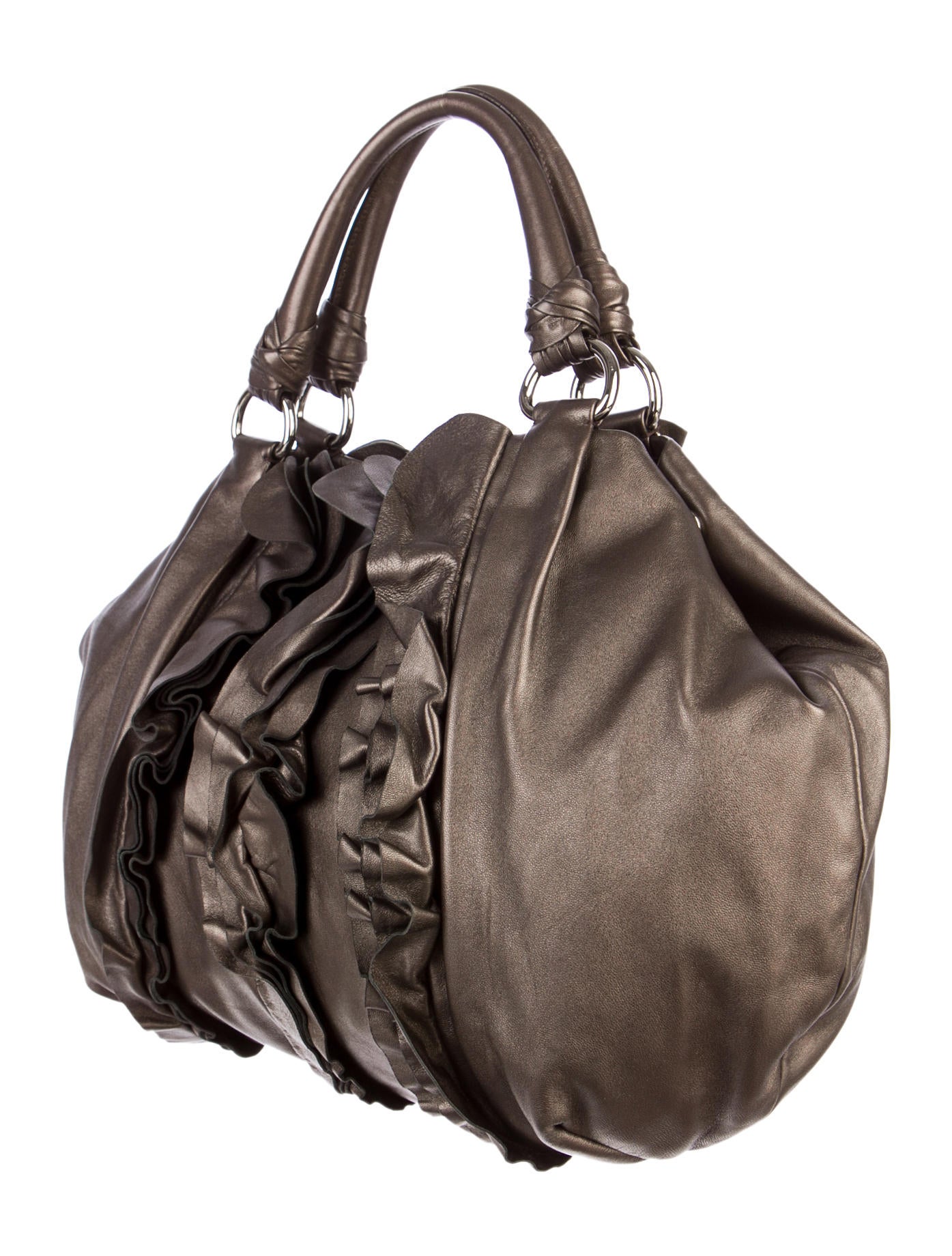 purple ruffle bag