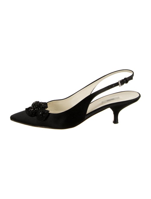 Prada Satin Appliqué Pumps Black